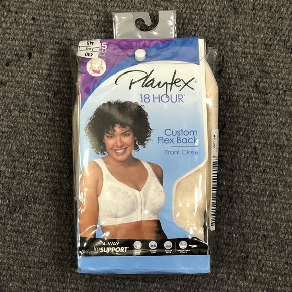 Playtex 18 Hour wireless Custom Flex Back front close bra lt. beige 44D - Picture 4 of 4